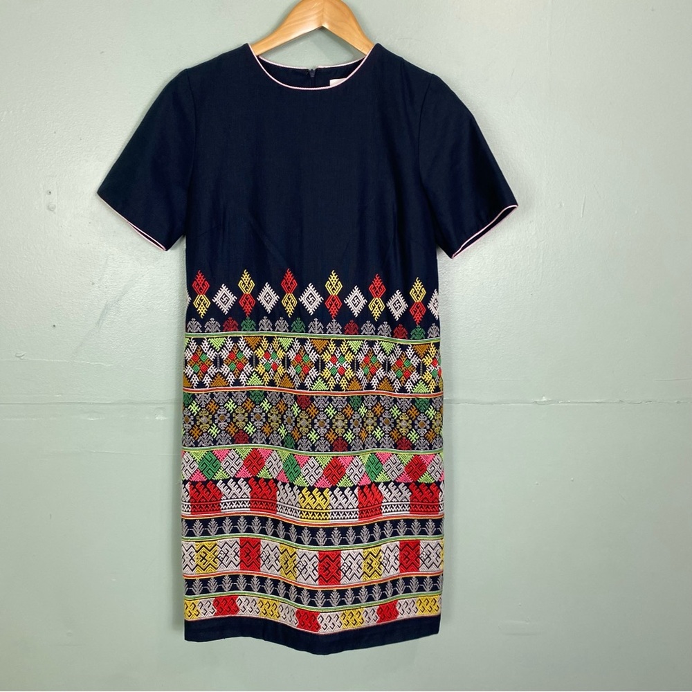 Ed.It New York Embroidered Shift Dress‎ Navy Blue XS